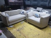 5-Seater Cream Sofa Set (3+2) with Footrest