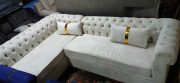 6 Seater L-Shaped Cream Chester Seat with Footrest