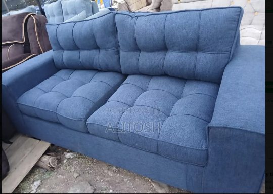 3 Seater Box Design Blue Seat with Studded Detailing